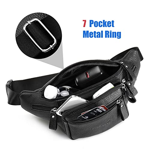 OrrinSports Leather Waist Bag Multiple Pockets Fanny Pack for Women Men Daily Life and Travel Outdoor - Image 6
