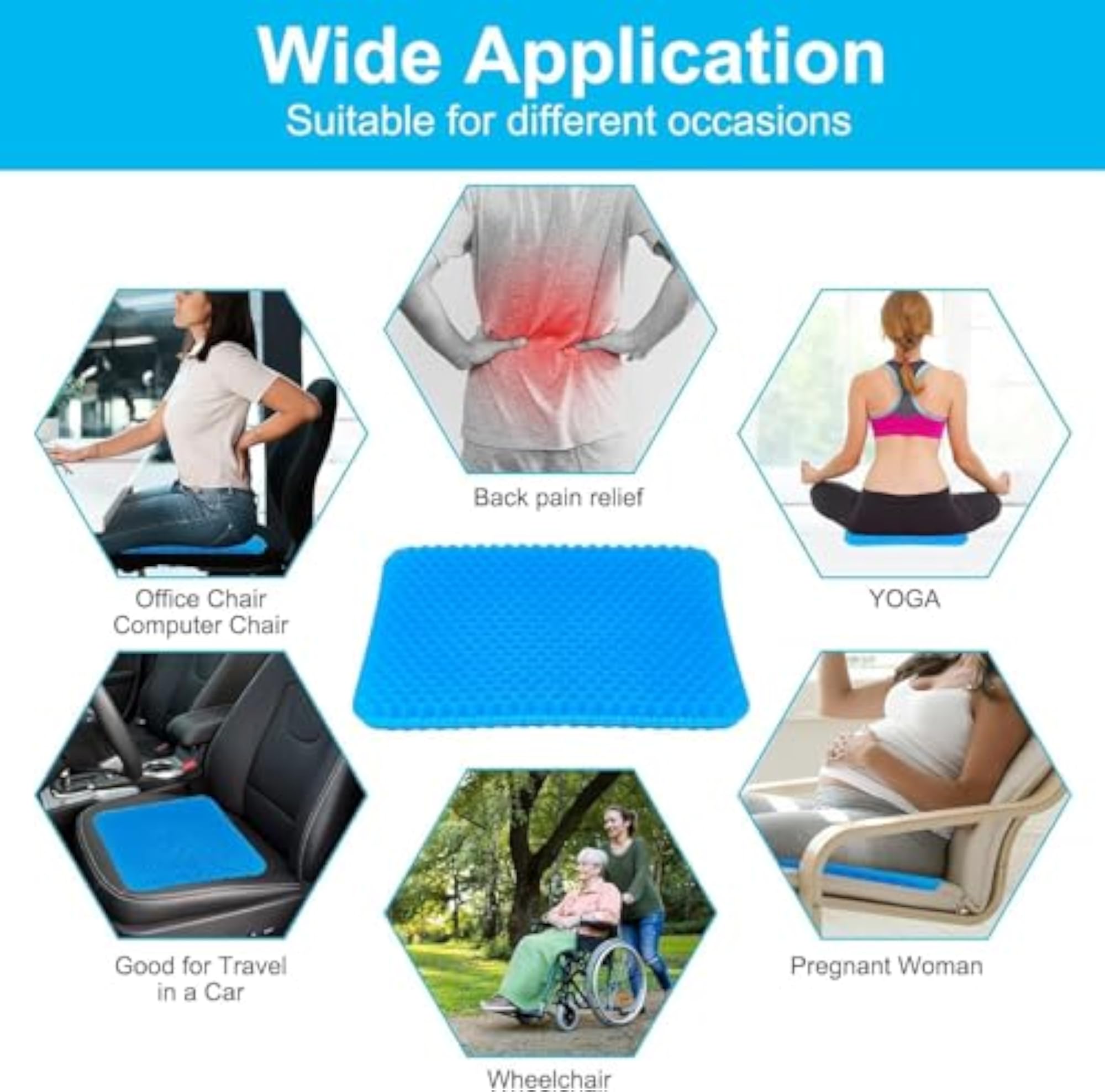 Large Double Layer Gel Seat Cushion for Office Chair