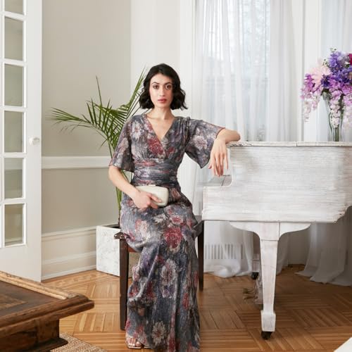 Image of S.L. Fashions Women's Long A-line Mother of The Bride Dress with Ruched Waist (Petite and Regular Sizes)