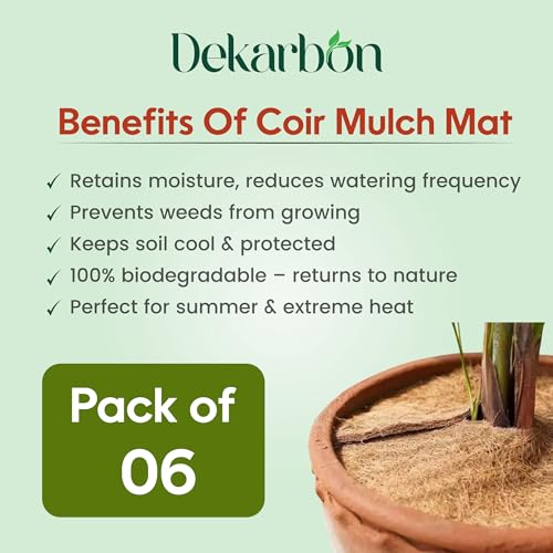 Image of Coir Mulch Mats (6 Pcs) - 8 Inches Round Coconut Fiber Discs for Potted Plants, Mulching, Weed Control, Moisture Retention & Baby-Proofing Indoor Planters (8 Inches, Pack of 6)