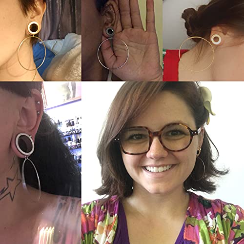 Peaklink Surgical Steel Ear Plugs Large Round Circle Pendant Ear Tunnels Dangle Gauges Stretcher Piercing thumb #4