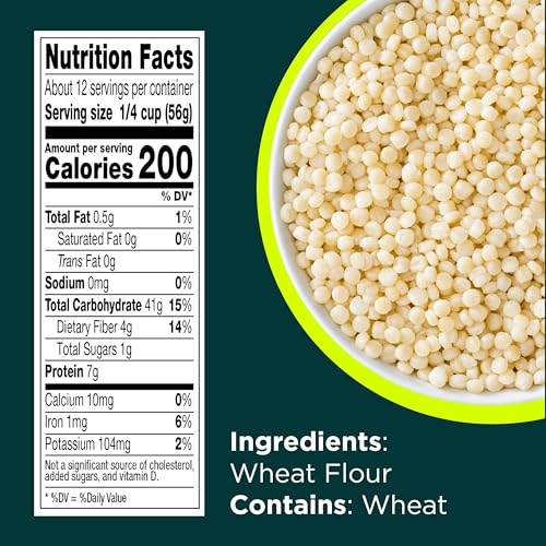 Image of RiceSelect Pearl Couscous, Israeli-Style Wheat Couscous, Non-GMO, Kosher, 24.5oz Jar (Pack of 1)
