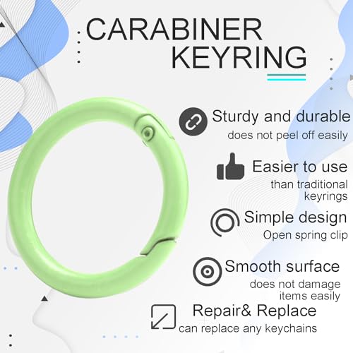 Image of 12 Pack 1 Inch Metal Round Carabiner Keyring, Trigger Spring O Rings for Keychain, Purse Chain Clips, Paracord Lanyard, Key Rings DIY Accessories (Assorted)
