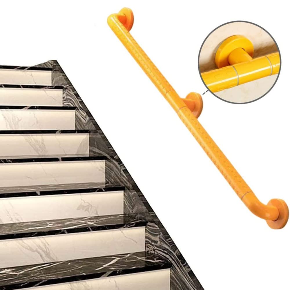 3m / 2m / 1m Barandilla De Escalera Pasamanos De Pared PVC Barandilla Montada De Acero Inoxidable Pasamanos De Escalera De Tubo Amarillo Barandilla De Seguridad Baños (Size : 150cm)