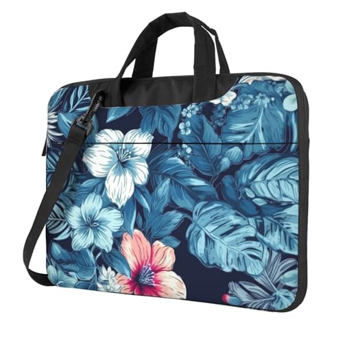 Bolso de hombro para portátil ligero y ergonómico azul floral