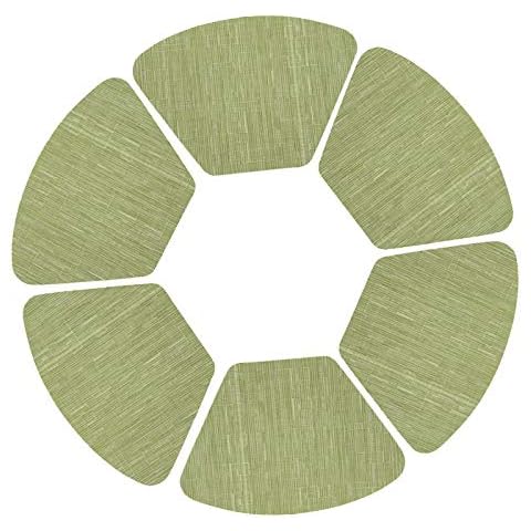 Washable Table Mats Set Of 6,Scalloped Pvc Placemat Environmentally Friendly American Round Table Heat Insulatio Stain Resistant Non Slip Table Mat Green Wear-Resistant Household Goods Placemat Cover