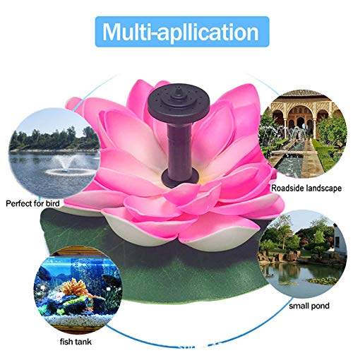 QULONG Kunstmatige lotus Zonnepomp, vrijstaand vogelbad fontein met 3 mondstuk, achthoek waterpaneel Kit vijver binnenplaats tuin terras zwembad outdoor decor - Image 6