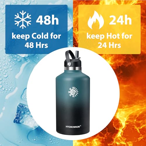 Image of 64oz Insulated Water Bottle, Triple Wall Vacuum Stainless Steel Bottle, 48H Cold & 24H Hot, Leak-Proof BPA-F Jug with Straw & Spout Lids for Sports & Outdoor