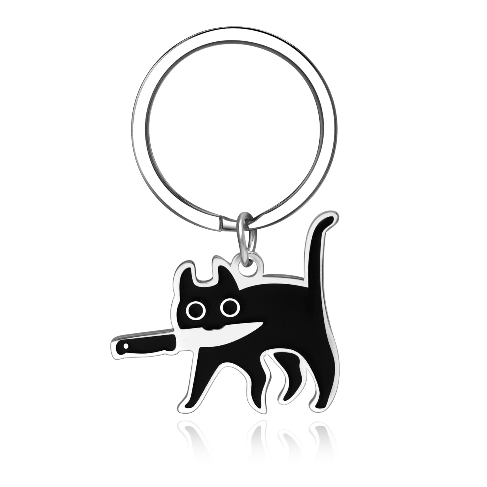 Smilelife Cat Dad Gifts Gothic Black Cat Stuff Keychain for Women Men Catty Lovers Catty Mom Gag Gifts