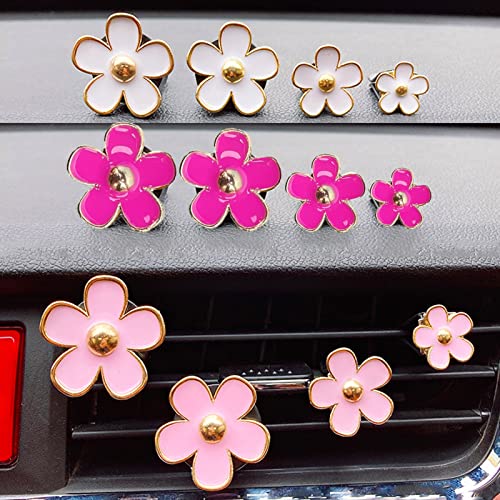 Image of 12 Pcs Daisy Flower Air Vent Clip, BetterJonny Colorful Car Air Conditioning Outlet Clip Car Vent Flowers Daisy Car Decorations for Girls Women Car Interior Decoration (3 Colors)