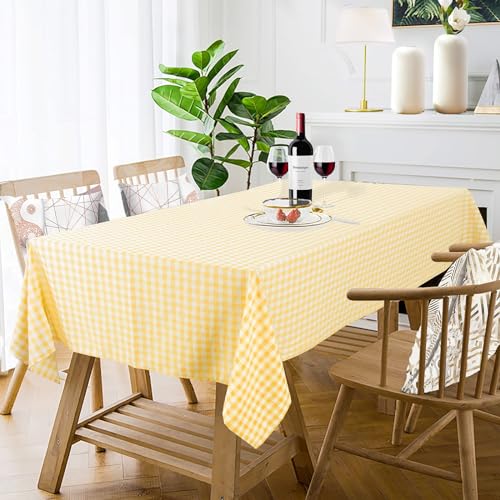 ShinyBeauty Yellow Plaid Checkered Tablecloth, 54x72 Inch Rectangle Kitchen & Dining Room Table Cover - Washable, Dust-Proof, Wrinkle-Resistant for Everyday Use by ShinyBeauty - Used condition - US$17.09