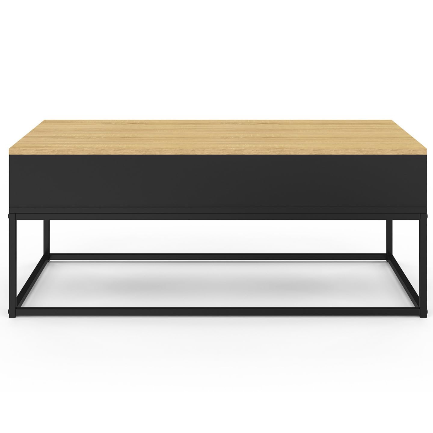 IDMarket - Mesa auxiliar rectangular con tablero extraíble BOSTON 100 cm negro diseño industrial tablero de madera