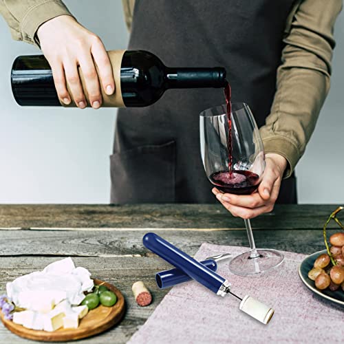Pwsap Luftdruck Weinöffner mit Folienschneider, Verbesserter Tragbare Taschenluftpumpe 2 in 1 Korkenzieher Weinflaschenöffner, 7s Schnelle Flaschenöffnung, Geschenke für Weinliebhaber, Blau