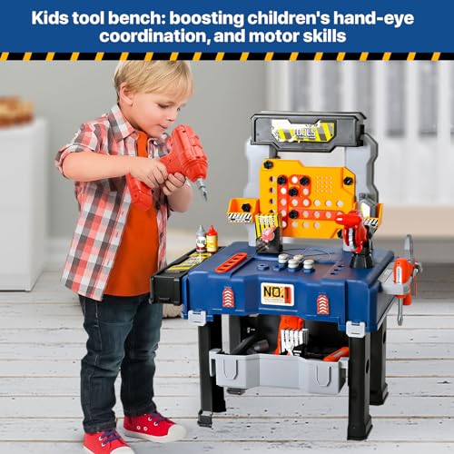 Mugeymyd BOHUA02 Kids Tool Bench Set With Electric Drill And Realistic Tool, Pretend Play Construction Workbench Toys For Toddlers thumb #1