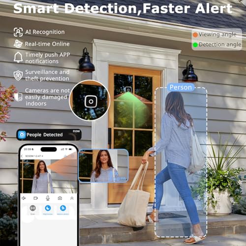 Image of SOIADV 2K Wireless Window Camera,No-Drill Install,2.4GHz & 5GHz WiFi Indoor Cameras for Home Security,AI Human & Vehicle Detection, 6s Pre-Roll, Battery Powered,4MP Color Night Vision,SD /Cloud