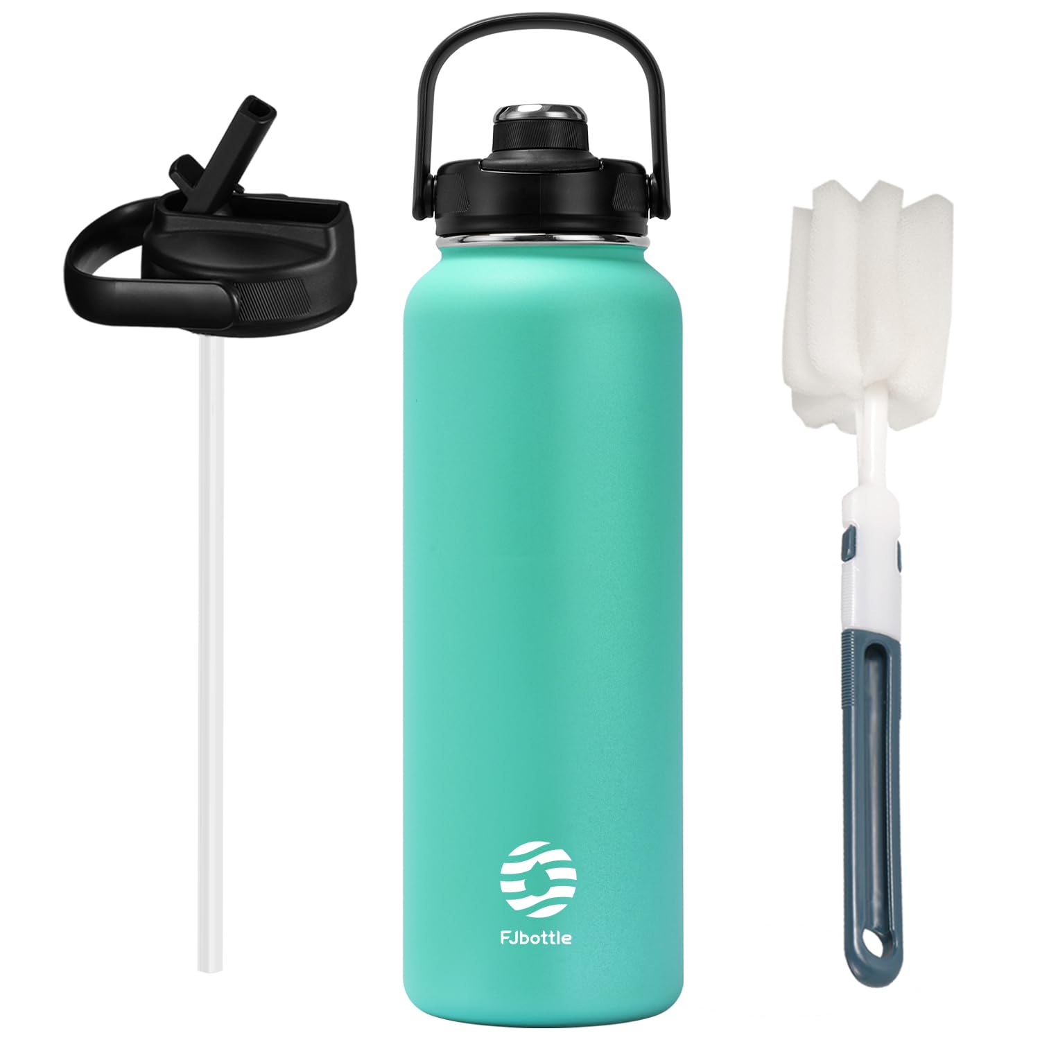 Insulated Sports Water Bottle,Stainless Steel Green Leak Proof Travel Water Bottles 40 oz with 2 Lids(Straw Lid & Spout Lids),Double Walled Keep Hot&Cold for Men Women Go Home,Outdoor,Gym