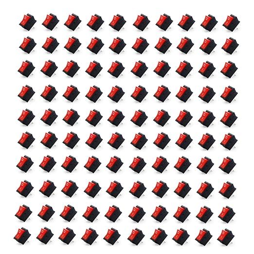 SP Electron Pack of 100 pcs Small Mini Boat On/Off Rocker Switch Snap-in 2-Pin Red Plastic Button (pack of 100)-image-48