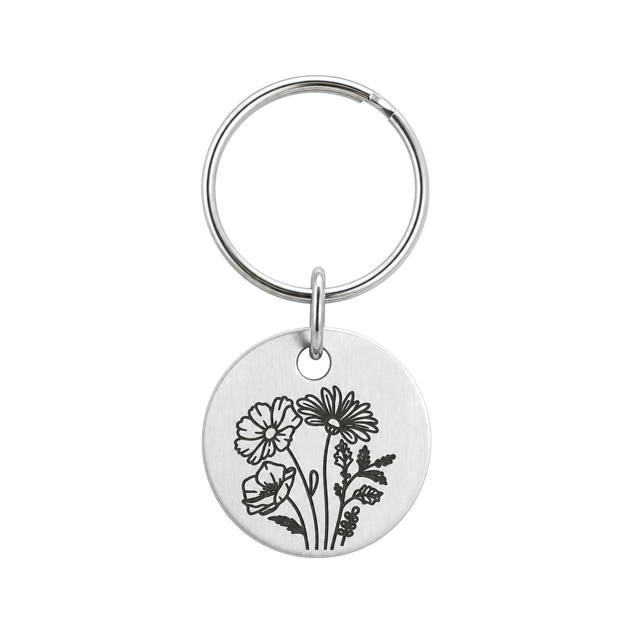 Clave de la flor de nacimiento personalizado de acero inoxidable de cuero Accent