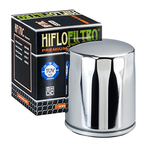Filtre à huile Hiflofiltro chromé HF170C pour Harley Davidson Sportster/Classic/Softail