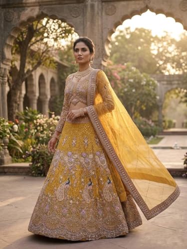 Image of Lehenga choli For Womens and Girls Soft Butterfly Net Lehenga Choli with Coding Sequins Work Dupatta | Semi Stitched Designer Ethnic Set