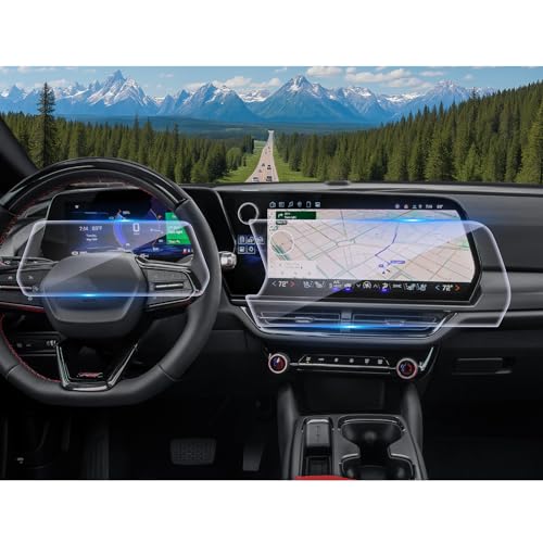 Image of CDEFG 2Pcs Tempered Glass for 2024 2025 2026 Chevy Equinox EV Screen Protector, for 17.7 inch Touchscreen & 11 inch Dash 2024-2026 Chevrolet Equinox EV Accessories, 9H Screen Cover HD Clear