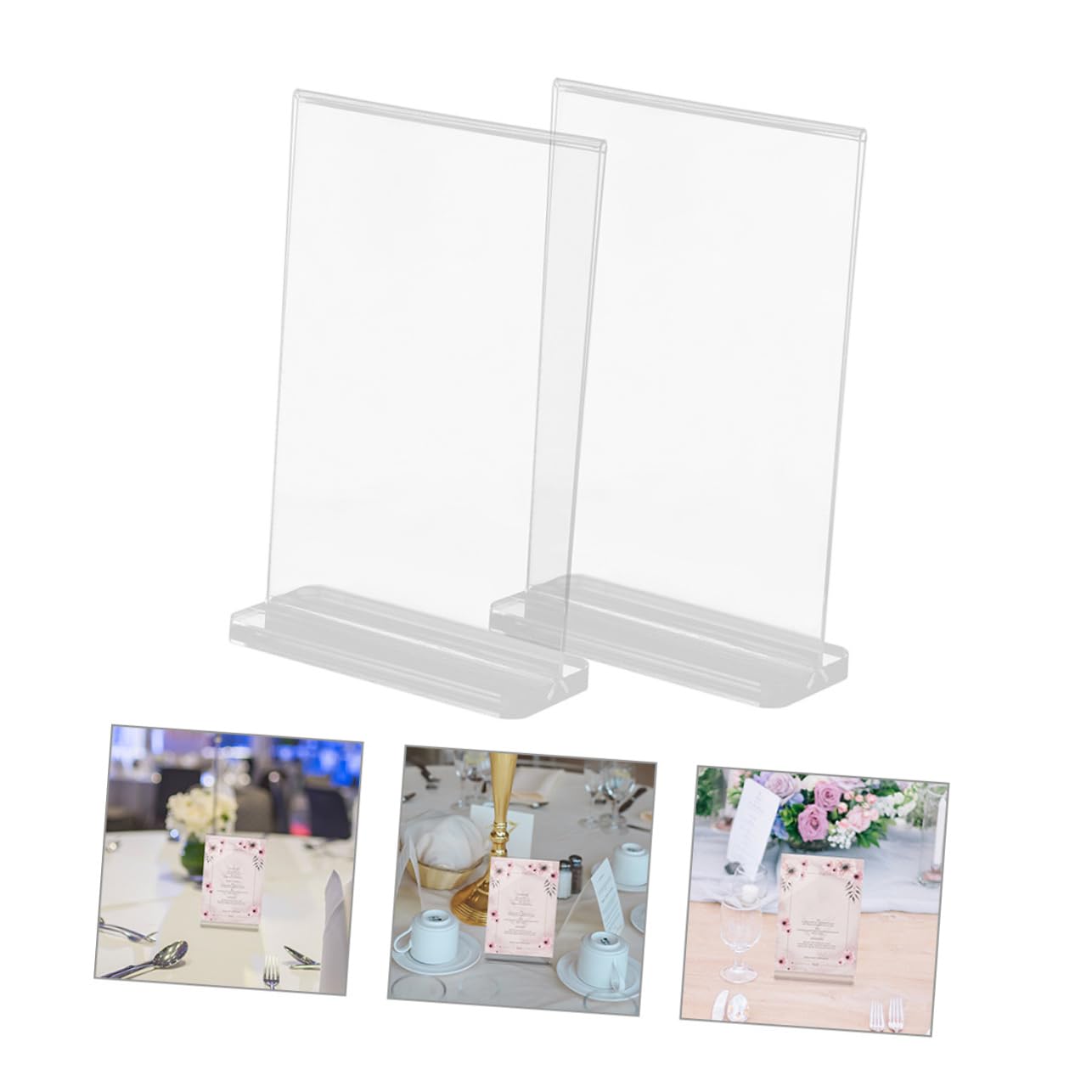 Gadpiparty Menükartenhalter und Stabilem Boden aus Acryl 10 Stück T-förmige mit Rutschfester Basis Doppelseitiger Tischaufsteller für Werbung und Gastronomie