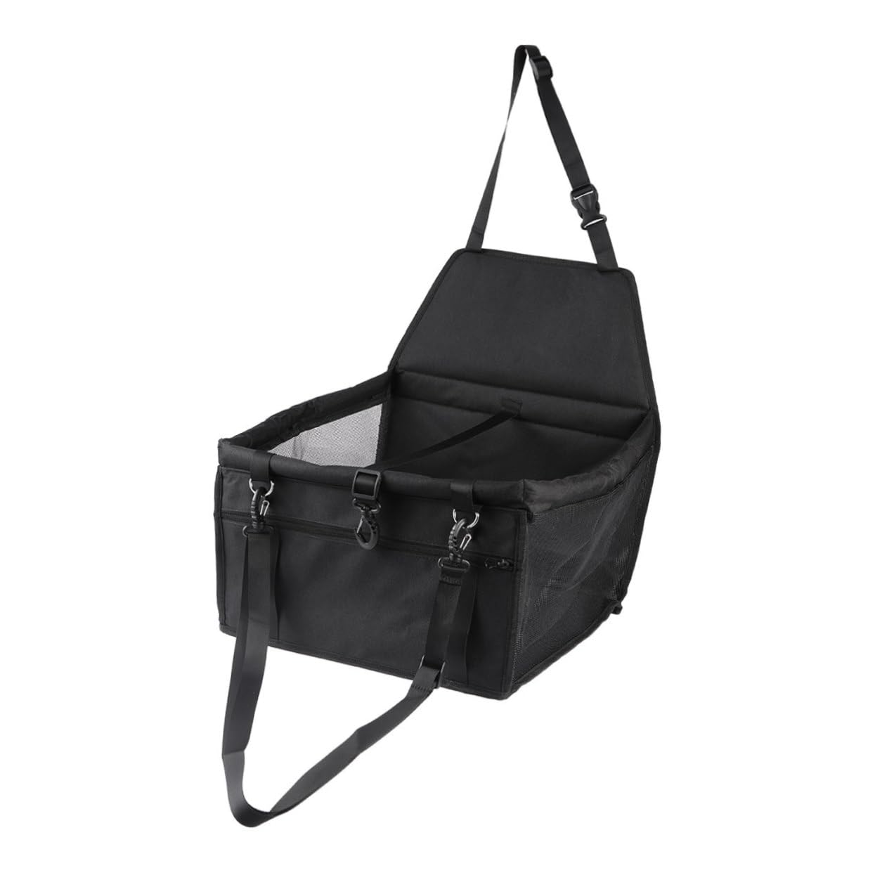 Bolsa para Asiento de Coche para Mascotas Transpirable y Resistente al Agua con Barras de Soporte Gruesas para Perros y Gatos con Correa Ajustable y Almacenamiento Frontal para
