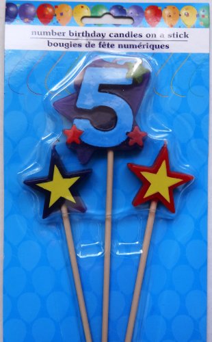 Greenbrier Number Birthday Cake Candles / Toppers / Decorations / Kit / 3 Piece Set / # 5 - //coolthings.us