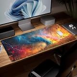 Leather Scenery Desk Pad, Colorful Art Mouse Pad Large Computer Keyboard Gaming Mousepad Waterproof Desktop Protector & Cover, Decorative PU Leather Laptop Mouse Mat Decor 10 x 25.6 inch C26