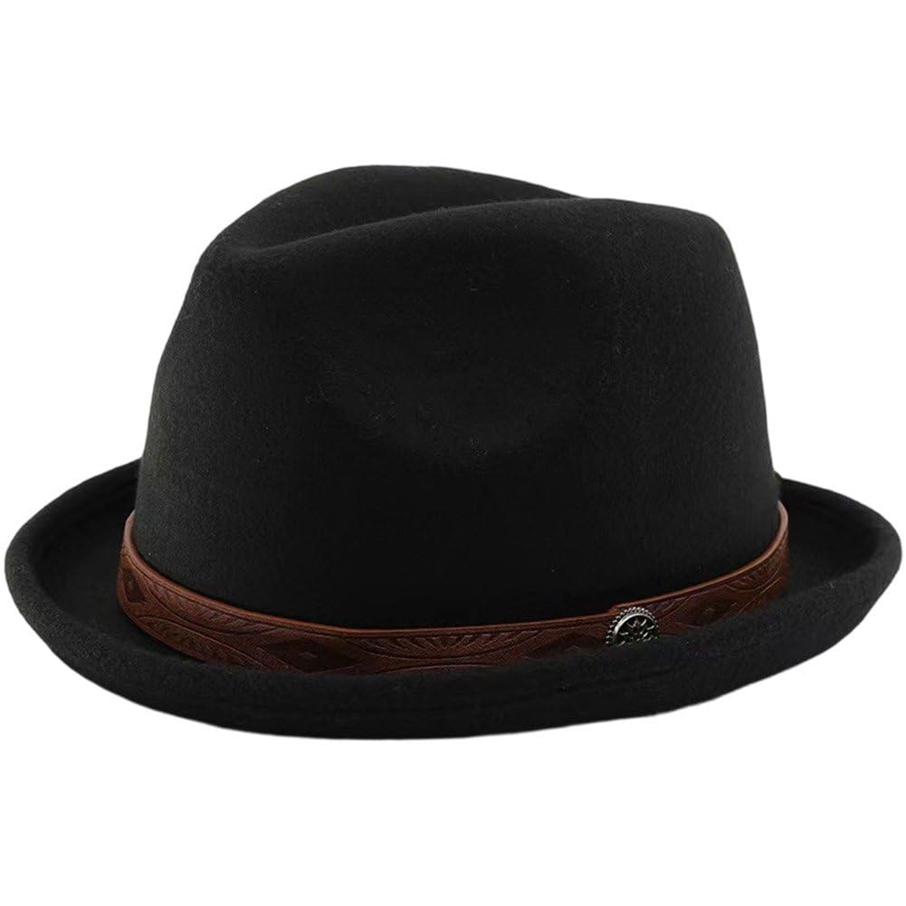Sslvya Vintage Fedora Hat Adults Elegant Roll Up Brim Panama Hats Bucket Hat Elegant Derby Hat for Men Women