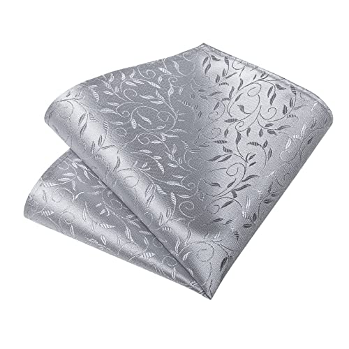 Image of DiBanGu Silk Floral Ties for Men Woven Paisley Necktie and Tie Clip Handkerchief Cufflinks Set for Party Wedding