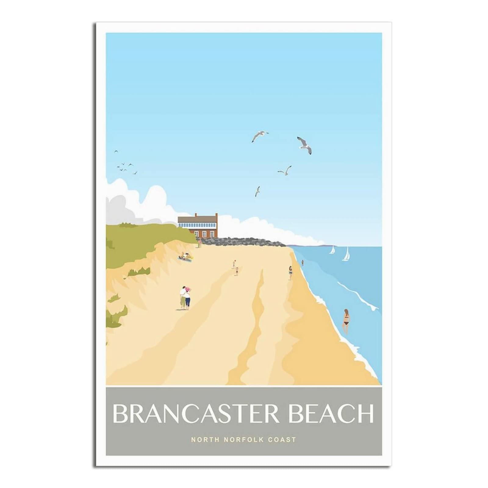 UEJD Brancaster Beach Norfolk Coast Vintage Travel Poster Decorative Posters Modern Bedroom Canvas Art Poster Picture Painting Posters Wall Decor Art Gift