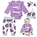 Reborn Baby Doll Clothes 22 inch Purple Outfits Newborn Doll Matching Clothes 4 Pieces Set