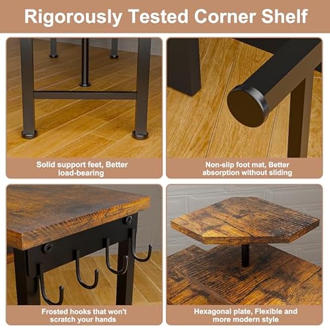 3 Tier Kitchen Countertop Organizer Corner Shelf Brown