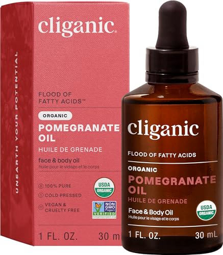 Cliganic Organic Pomegranate Seed Oil 100% Pure - For Face Skin | Natural Cold Pressed Unrefined