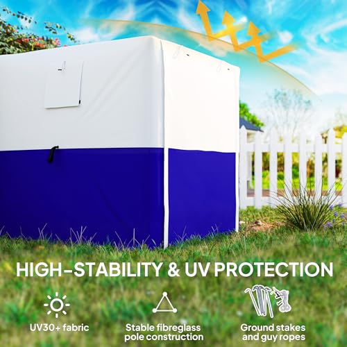 Outsunny Pop Up Gazebo with Sides, 2m x 2m Easy 1 Person Setup Party Tent with Carry Bag, Stakes, Ropes, Folding Multifunctional Instant Shelter, Dark Blue and White - Image 5