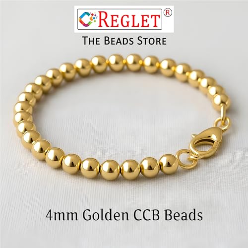 Image of 5800 Pcs Golden Pearl Beads for Jewellery Making Kit | Bead Bracelet Making for Women Girls Kids | Crystal Beads for Craft | Pearls for Craft | 4mm | 200g