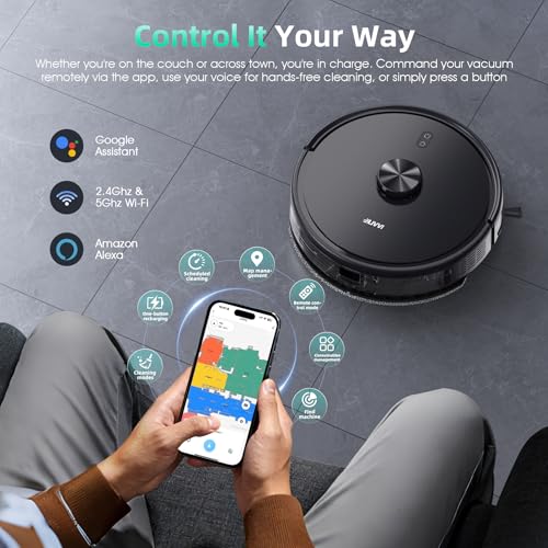 Livvi 2 in 1 Robot Vacuum and Mop Combo, 3500 Pa Suction, Laser Navigator with Smart Mapping,120 Min Runtime, App/Voice/Remote Control, Self-Charging for Pet Hair & Hard Floor — view 2