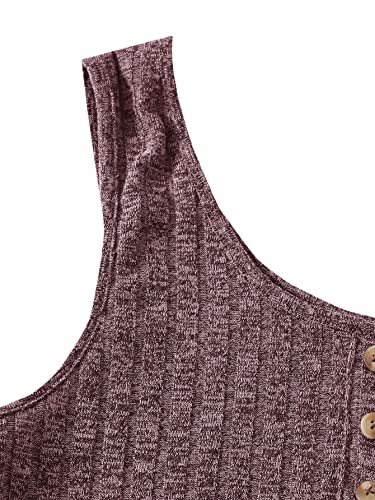 Image of SOLY HUX Women's Button Front Ribbed Knit Tank Top and Shorts Pajama Set Sleepwear Lounge Sets