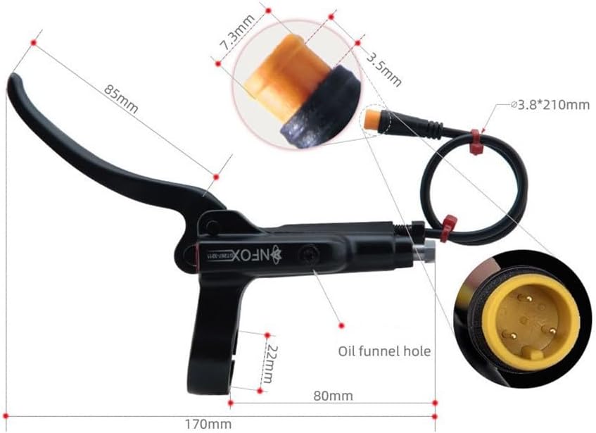 TreasureCave Electric Bike Brake Handle 3 Pin Compatible with Bafang-E-Bike Hall Motor Hydraulic Brake, E-Bike Brake Lever Ebike Accessories(Black Pair)