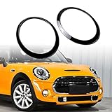 Compatible with 2014-2021 BMW Mini Cooper F55 F56 F57 Left & Right Glossy Black Headlight Trim Head Lamp Ring Bezel OE 51137300631 MC2506105