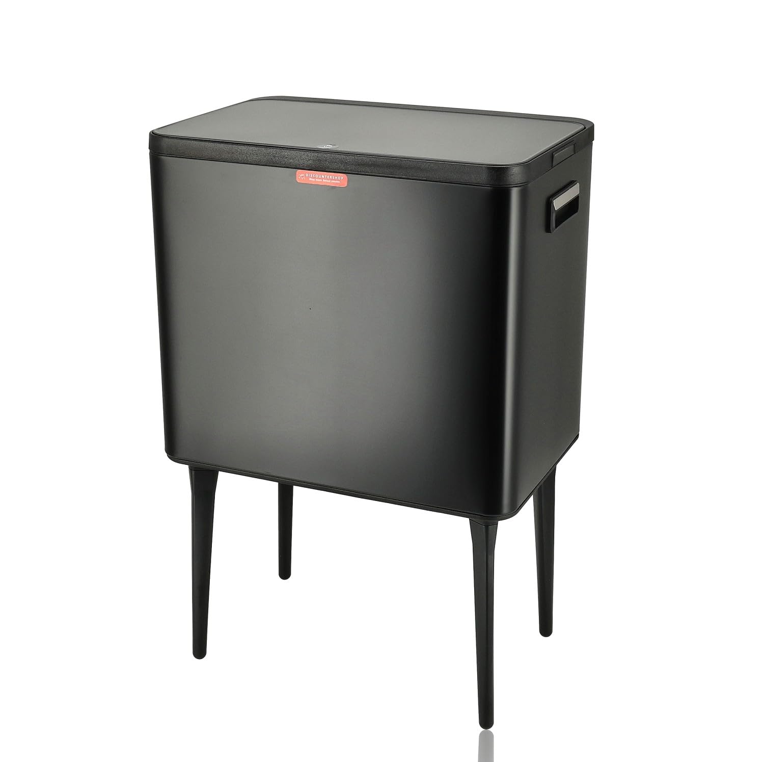 Mülleimer auf Beinen Schwarz 35L – Edelstahl Mülleimer Küche mit Pushdeckel – Mülleimer auf Beinen – Mülleimer für Hausmüll, Badezimmer, Büro und Hauswirtschaftsraum