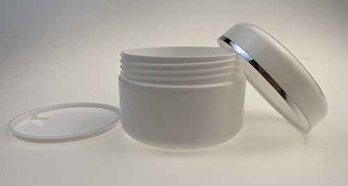 6 tarros de cremas de plástico blanco con forros interiores y tapa vacíos recargables para lociones faciales cosméticas, ungüentos, botellas,