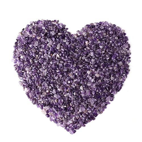 LAIDANLA Amethyst Crushed Stone Crystal Chips Bulk Natural Gemstones Healing Reiki Crystals Mini Quartz Vase Filler Aquarium Gravel 100g