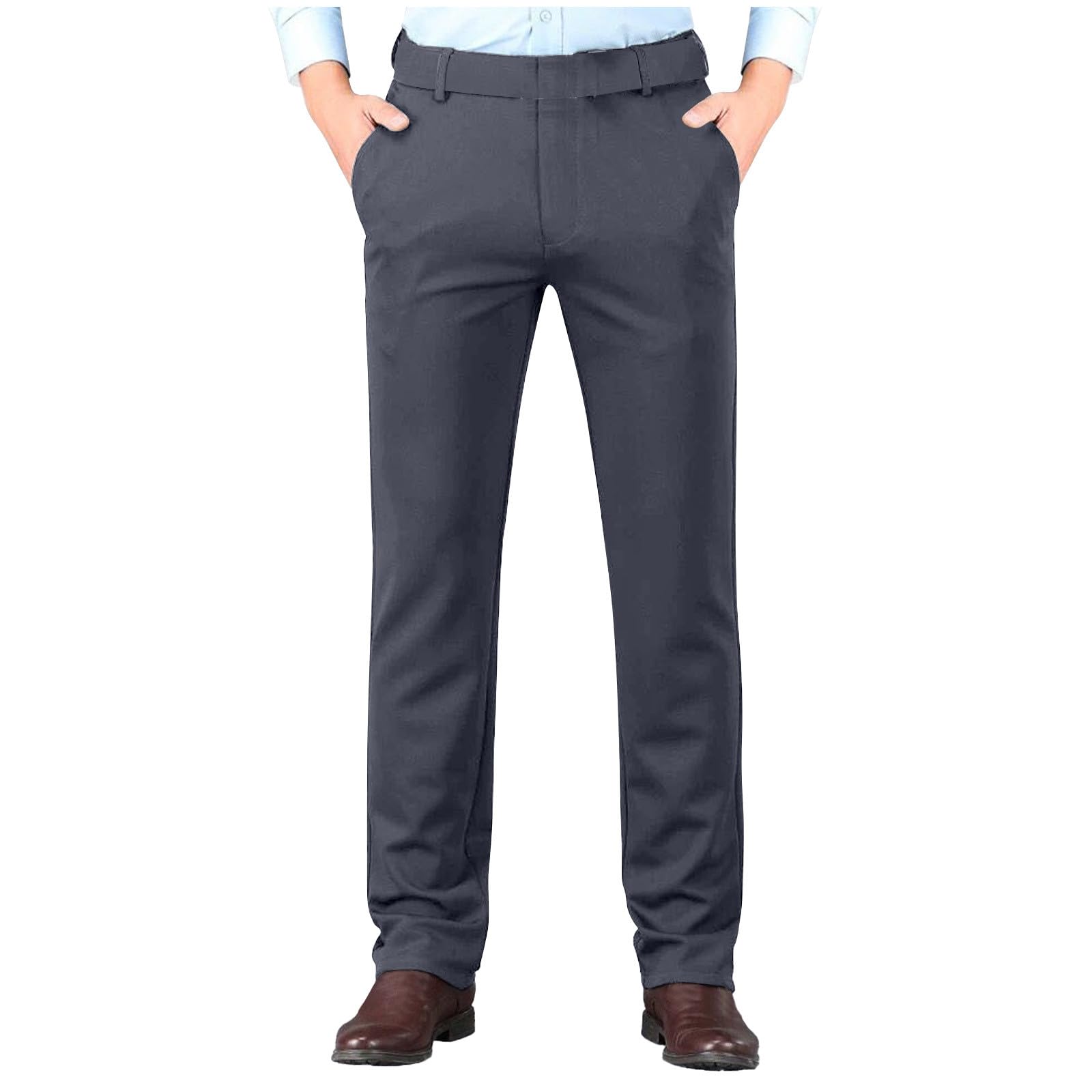 Mens Work Dress Pants Straight Leg Business Casual Trousers Wrinkle Resistant Flat Front Office Pants with Pockets