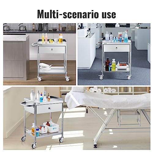 Vevor 2 LAYERS MEDICAL CART Shelf Stainless Steel Utility Cart Catering Cart thumb #5