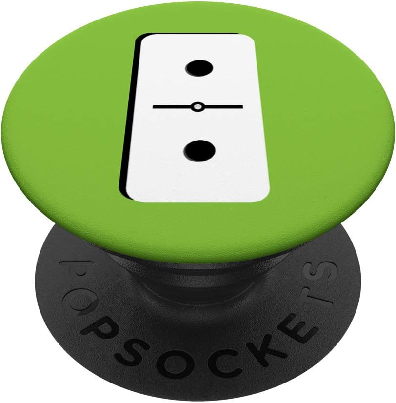 Domino game tile double one pips with green background PopSockets PopGrip Swappable