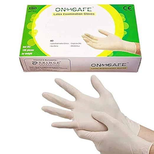 ONSAFE Latex Medical Examination Disposable Powdered Hand Gloves -100 Pieces Each Pack (Large)