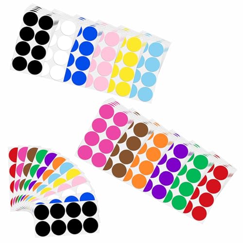 480 Piezas Gomets Colores Surtidos Etiquetas Adhesivas Circulares de Colores 50mm Pegatinas Redondas Grandes para Calendario Oficina Escuela Hogar