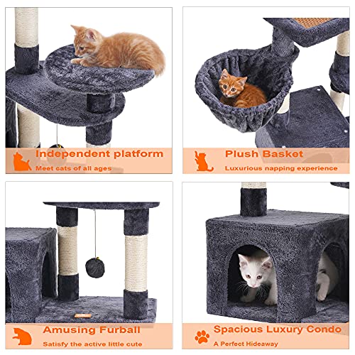 Heybly Cat Tree Cat Tower Condo With Sisal-Covered Scratching Posts And Cooling Mat For Kitten Smoky Gray Hct001Sg #TOP6